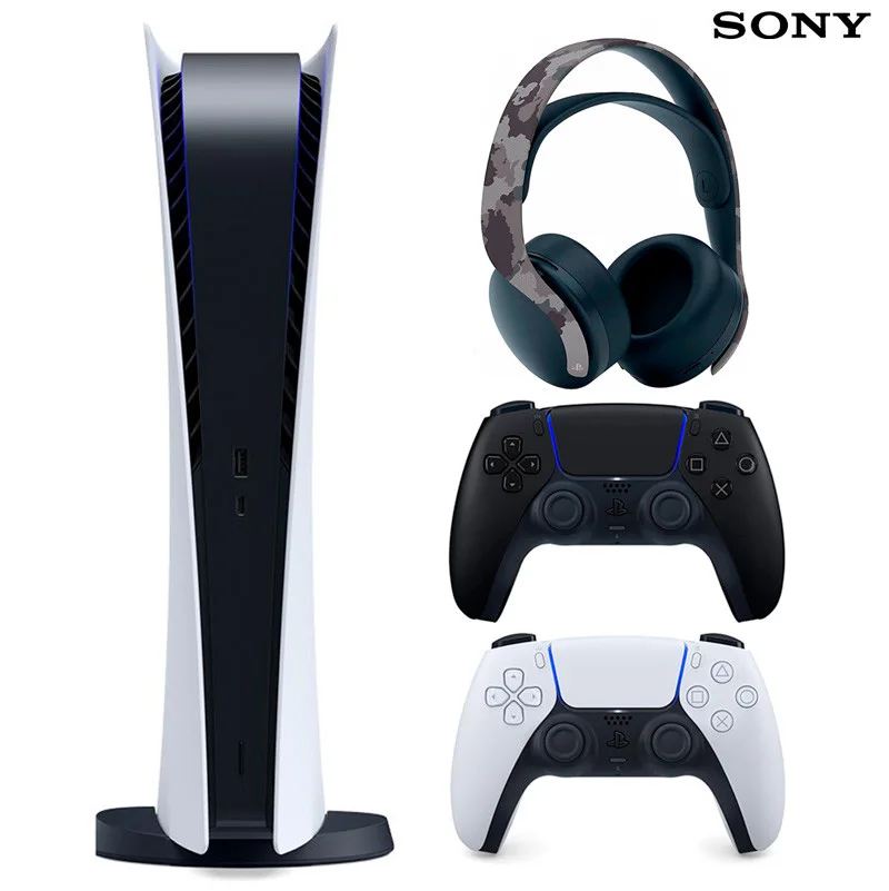 کنسول بازی سونی پلی استیشن 5 (V1200) – Sony PlayStation 5 Digital + دسته اضافی مشکی و هدست چریکی